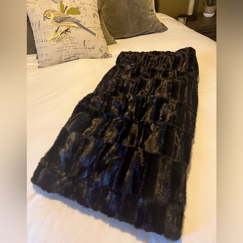 AVIVA STANOFF Chocolate Mink‎ Faux Fur Throw 50X70” New Without Tags